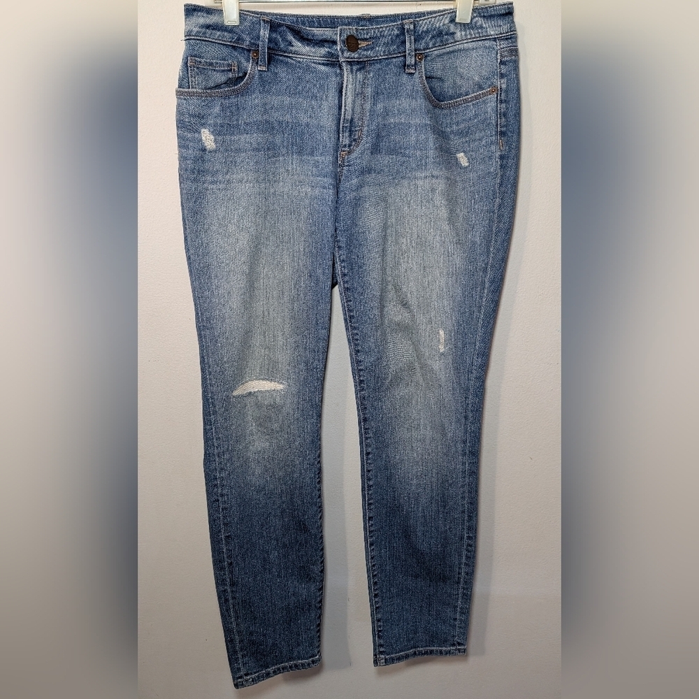 Loft Curvy Skinny Jeans Light Wash Lightly Distressed Stretch Women's Size 8P